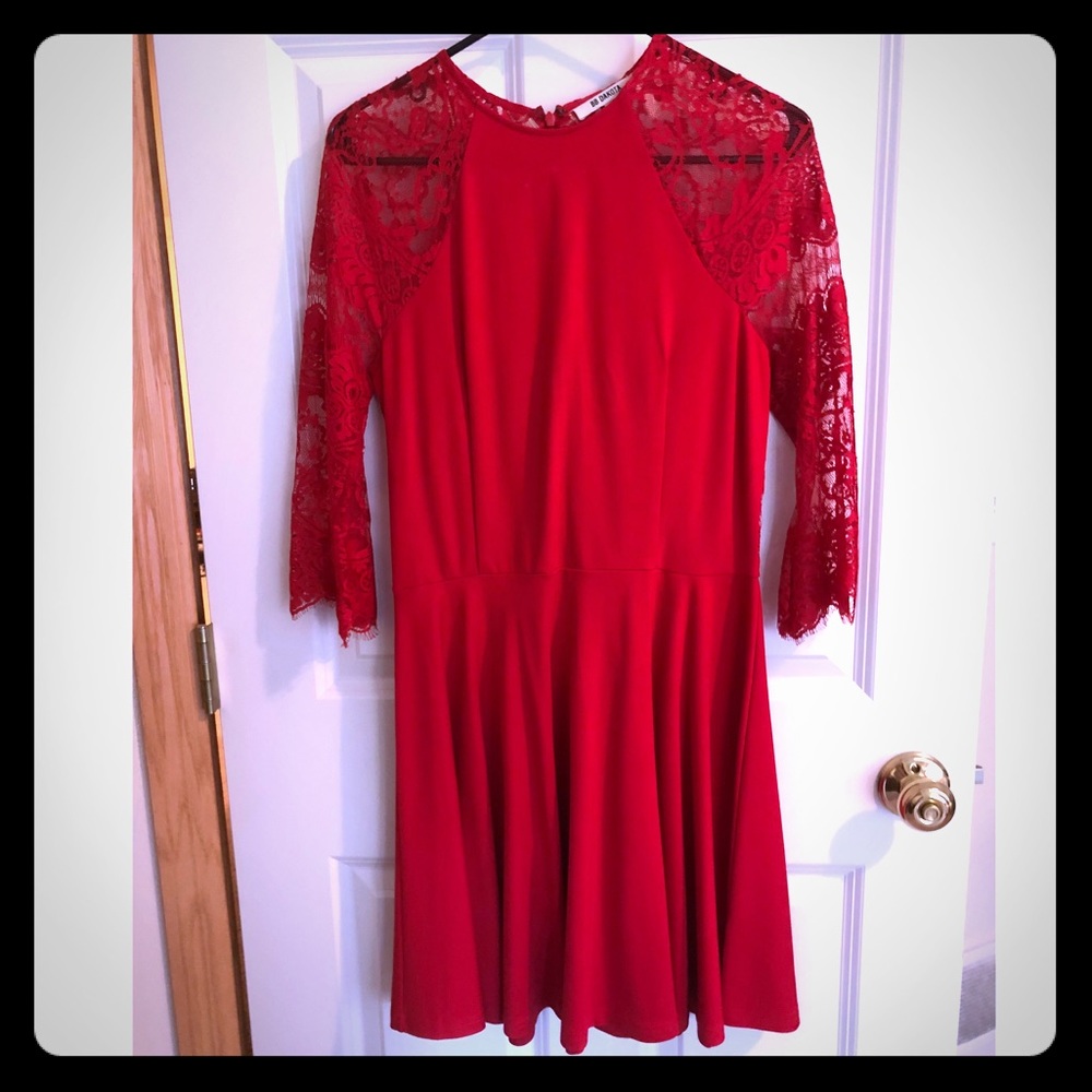 BB Dakota Red Lace Swing Dress - Sz M